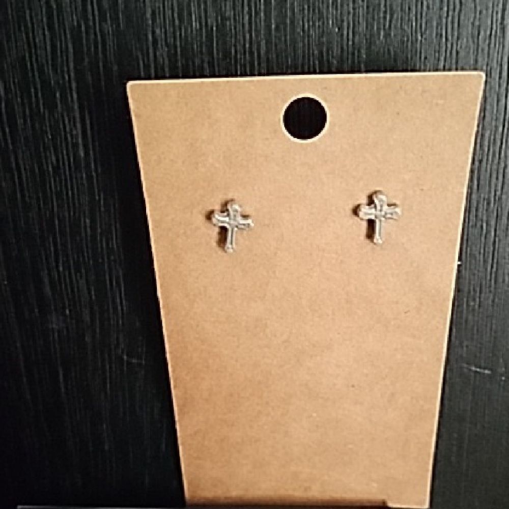 Chic Silver Tone Cross Earrings Dainty Womens